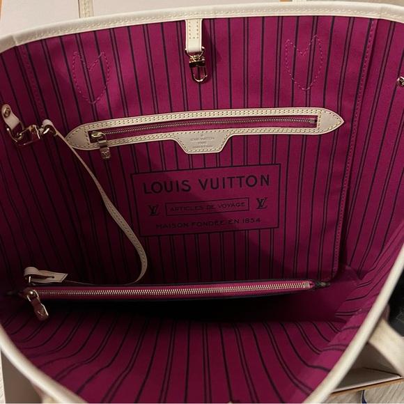 LOUIS VUITTON MONOGRAM NEVERFULL MM PIVOINE SHOULDER BAG TOTE - Picture 8 of 9